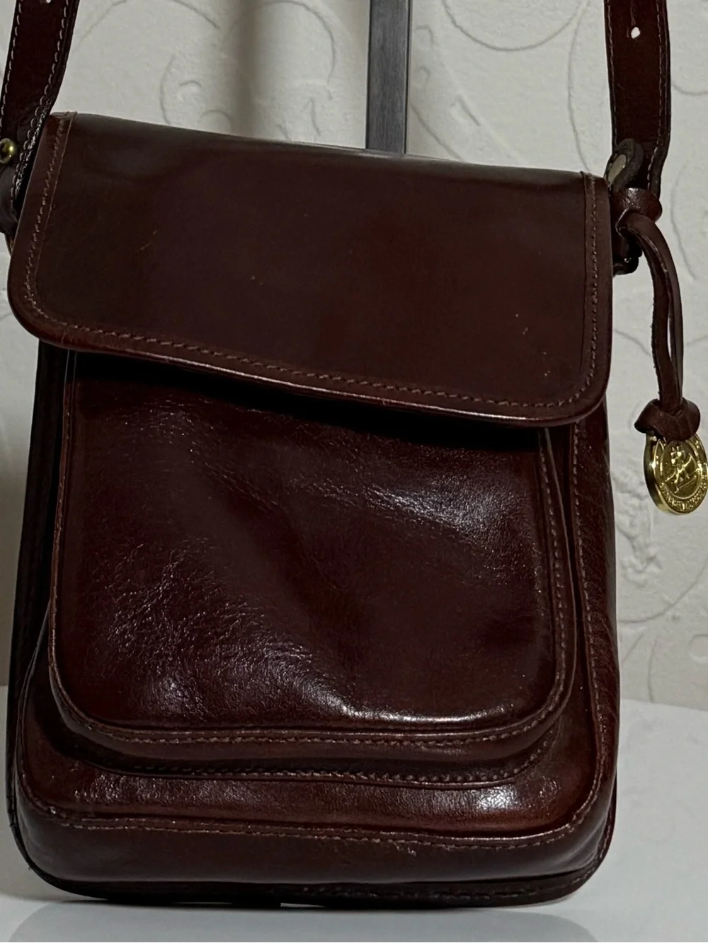 Vintage Brahmin Dark Brown Leather Crossbody Bag - Picture 3 of 15